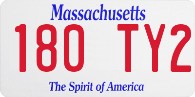 MA license plate 180TY2