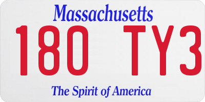 MA license plate 180TY3