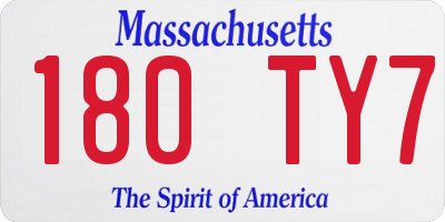 MA license plate 180TY7