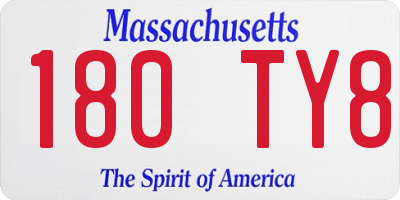 MA license plate 180TY8