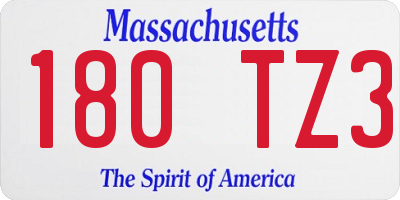 MA license plate 180TZ3