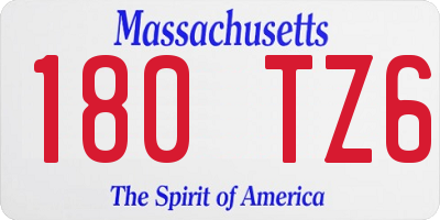MA license plate 180TZ6