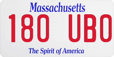 MA license plate 180UB0
