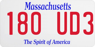 MA license plate 180UD3