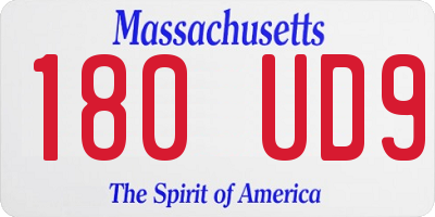 MA license plate 180UD9