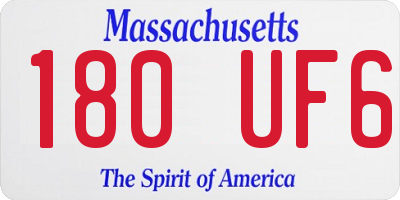 MA license plate 180UF6