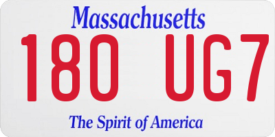 MA license plate 180UG7