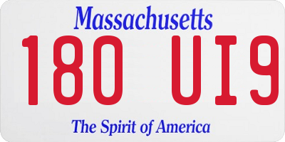 MA license plate 180UI9