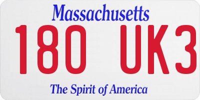 MA license plate 180UK3