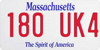 MA license plate 180UK4