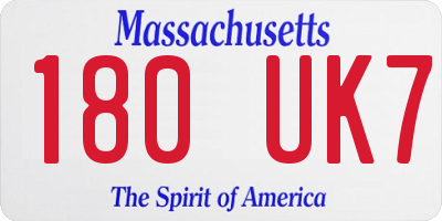 MA license plate 180UK7