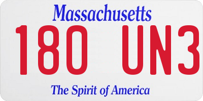 MA license plate 180UN3