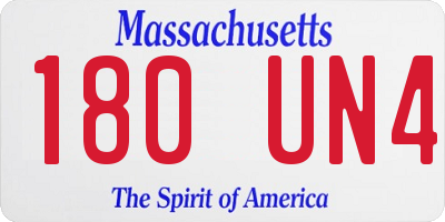 MA license plate 180UN4