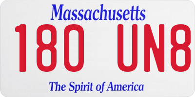 MA license plate 180UN8