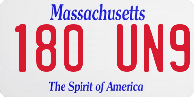 MA license plate 180UN9