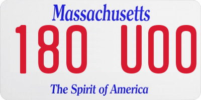 MA license plate 180UO0