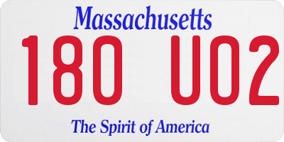 MA license plate 180UO2