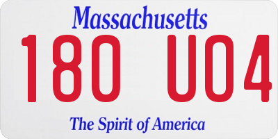 MA license plate 180UO4
