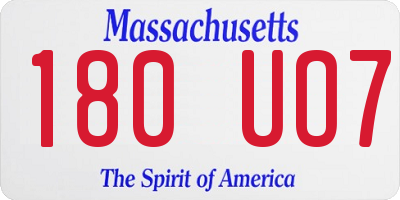 MA license plate 180UO7