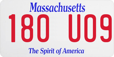 MA license plate 180UO9