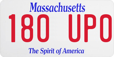 MA license plate 180UP0