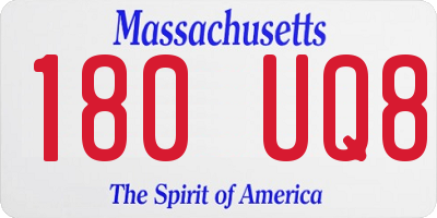 MA license plate 180UQ8