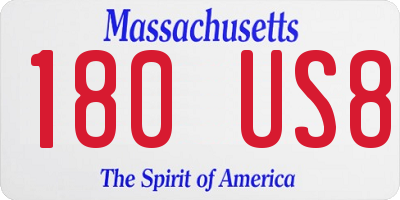 MA license plate 180US8