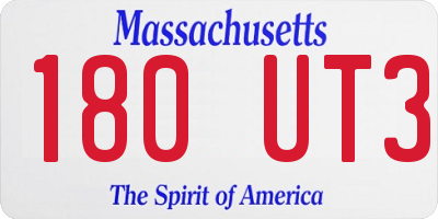 MA license plate 180UT3
