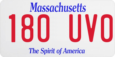 MA license plate 180UV0