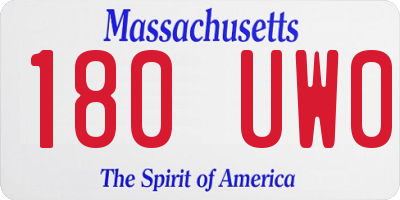 MA license plate 180UW0