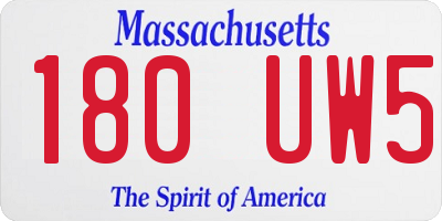 MA license plate 180UW5