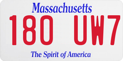MA license plate 180UW7
