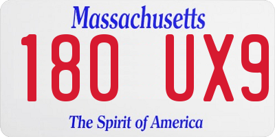 MA license plate 180UX9