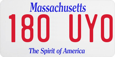 MA license plate 180UY0