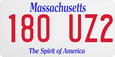MA license plate 180UZ2