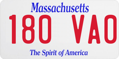 MA license plate 180VA0