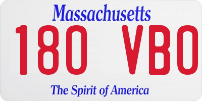 MA license plate 180VB0