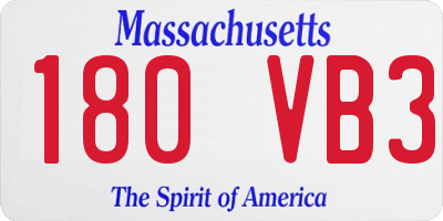 MA license plate 180VB3