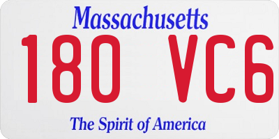 MA license plate 180VC6