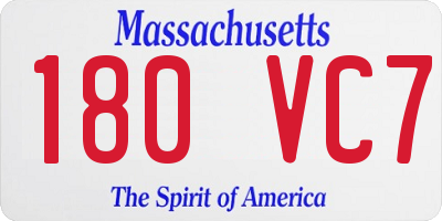 MA license plate 180VC7