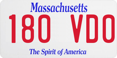 MA license plate 180VD0