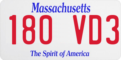 MA license plate 180VD3