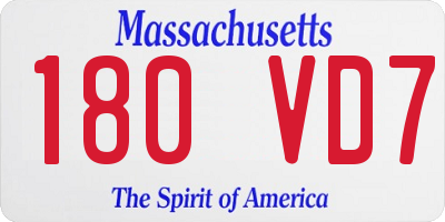 MA license plate 180VD7
