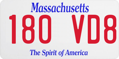 MA license plate 180VD8