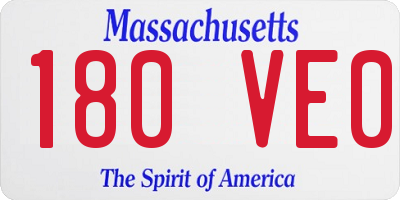 MA license plate 180VE0