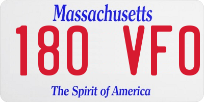 MA license plate 180VF0