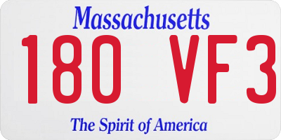 MA license plate 180VF3