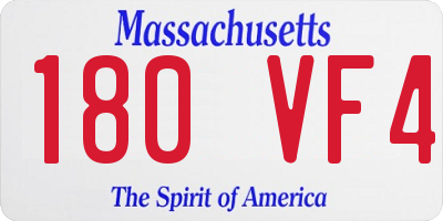 MA license plate 180VF4
