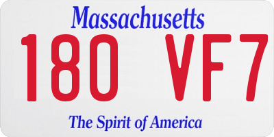MA license plate 180VF7