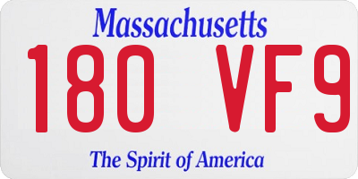 MA license plate 180VF9